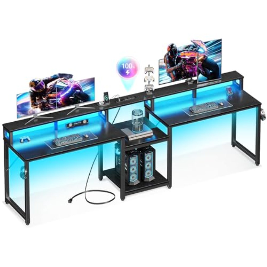 Gaming desk for 2 persons, 98' - Desk Setup L Shaped 评论和价格