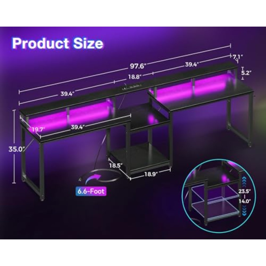 Gaming desk for 2 persons, 98' - Desk Setup L Shaped 评论和价格