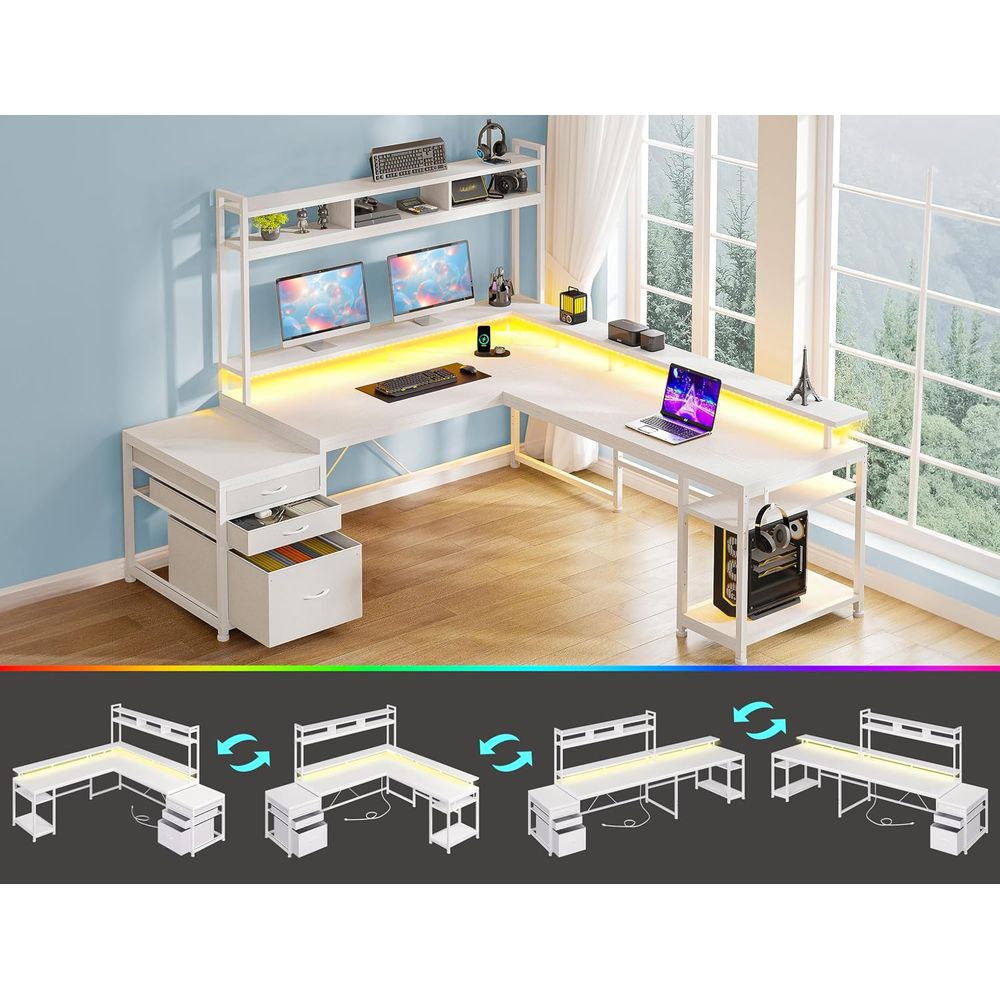 104-inch L-Shaped Desk for Dua - Desk Setup L Shaped 评论和价格
