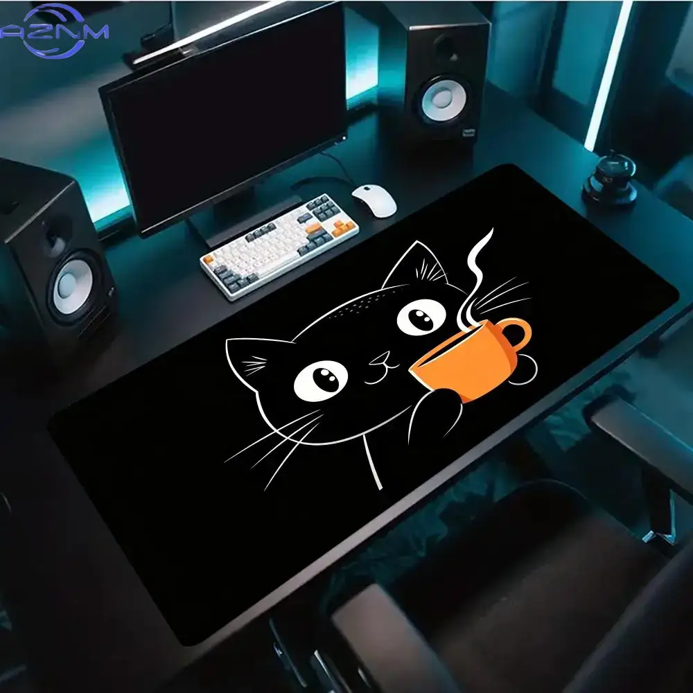 Cute Line Art Cat Hold Coffee  - Desk Setup Pc And Laptop 评论和价格
