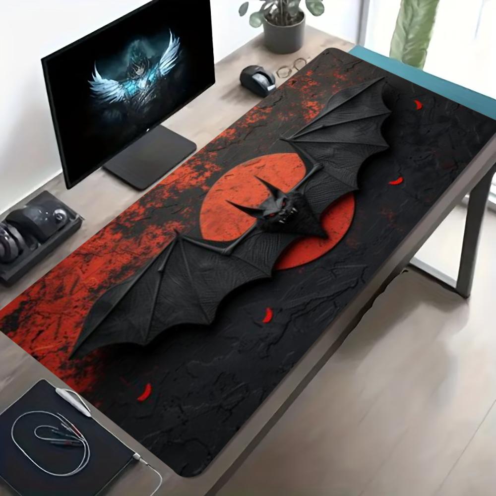 Dark Red Bat Pattern Large Gam - Desk Setup Pc And Laptop 评论和价格