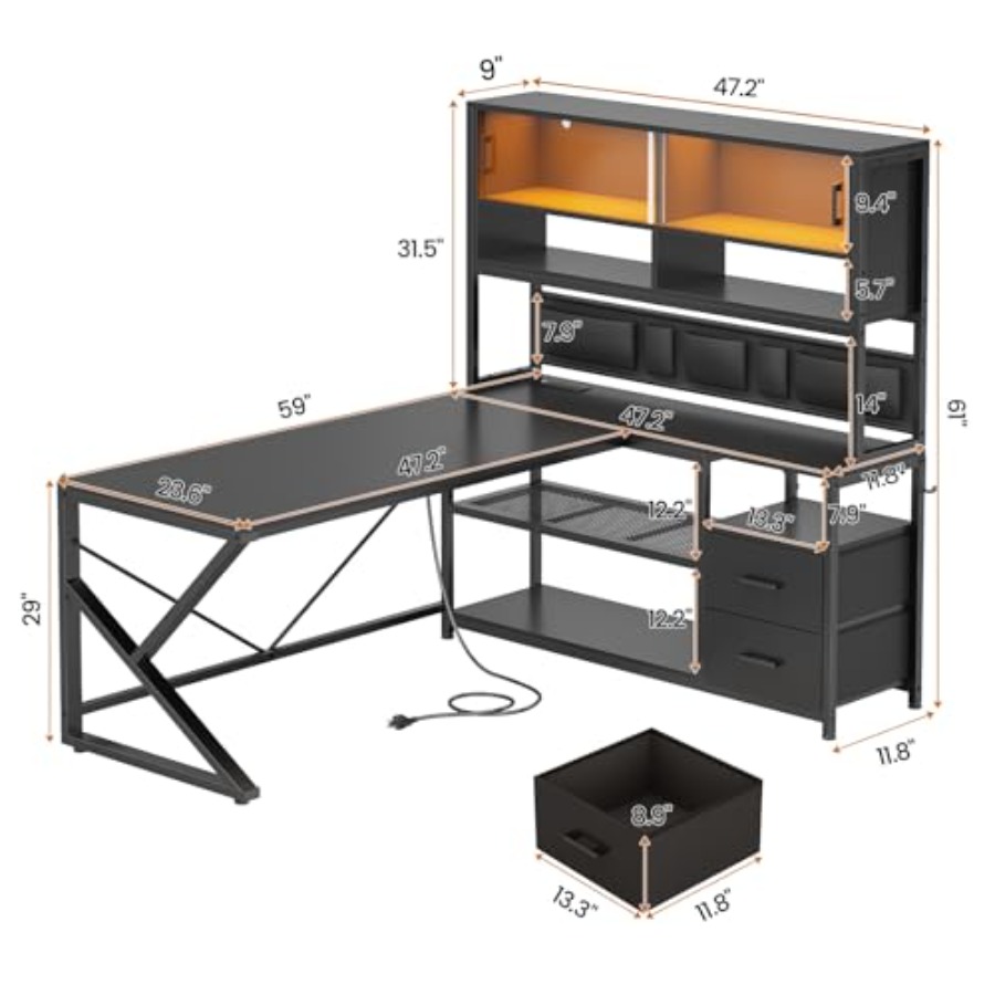 L Shaped Gaming Desk with Stor - Desk Setup L Shaped 评论和价格