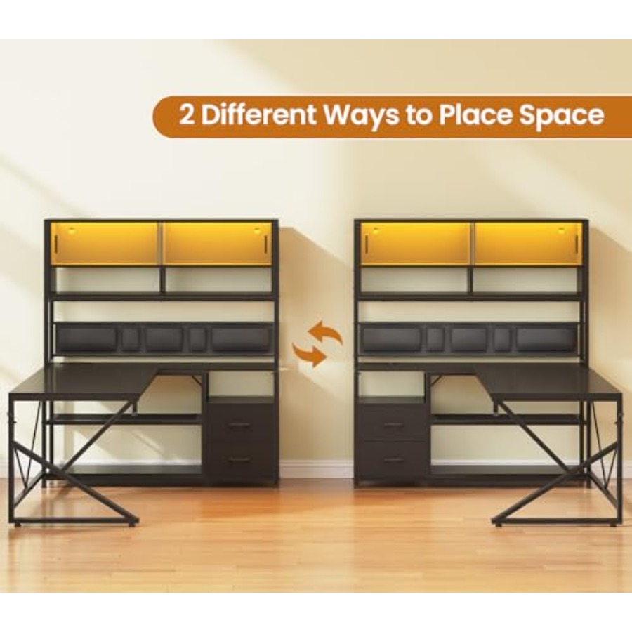 L Shaped Gaming Desk with Stor - Desk Setup L Shaped 评论和价格