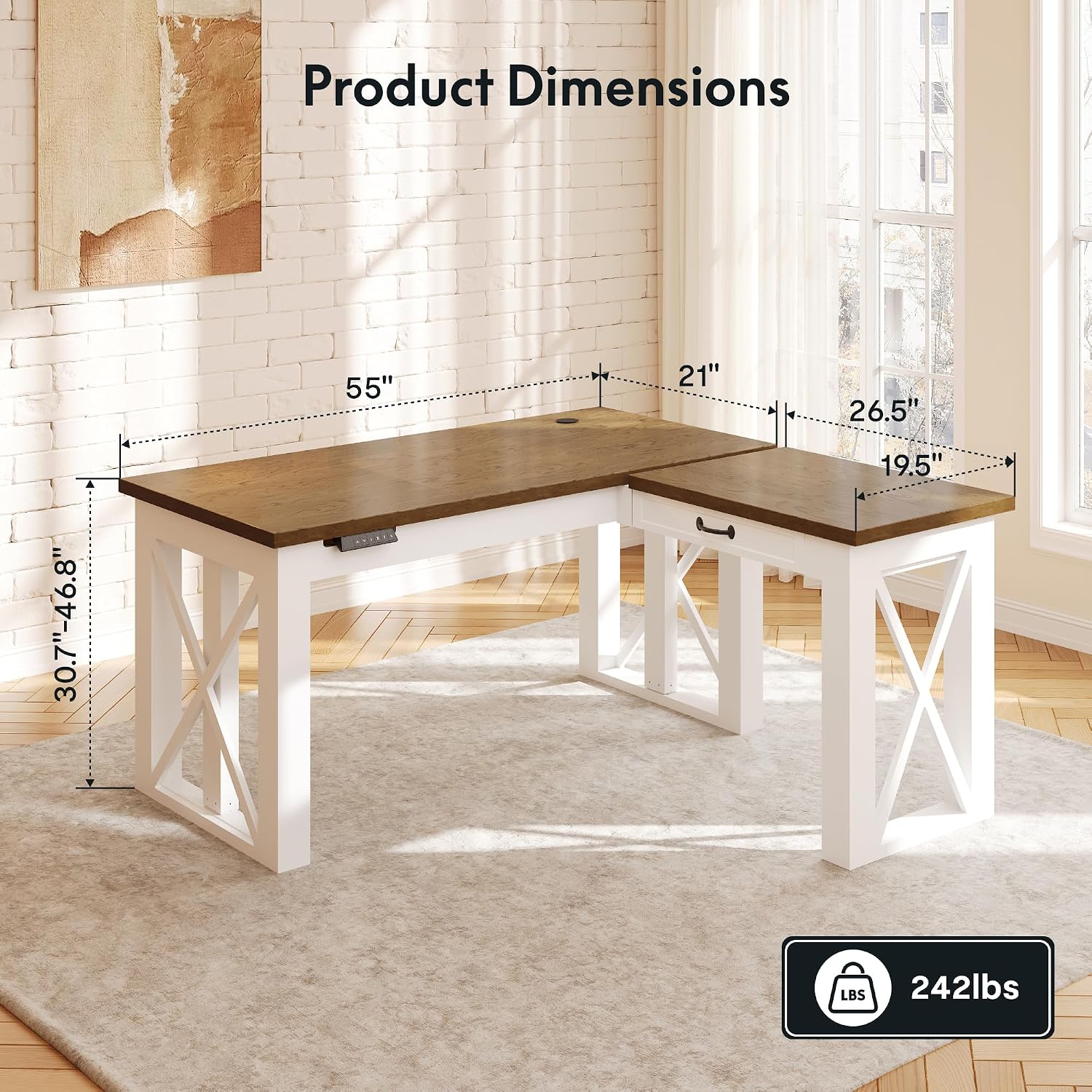 L Shaped Standing Desk with Dr - Desk Setup L Shaped 评论和价格