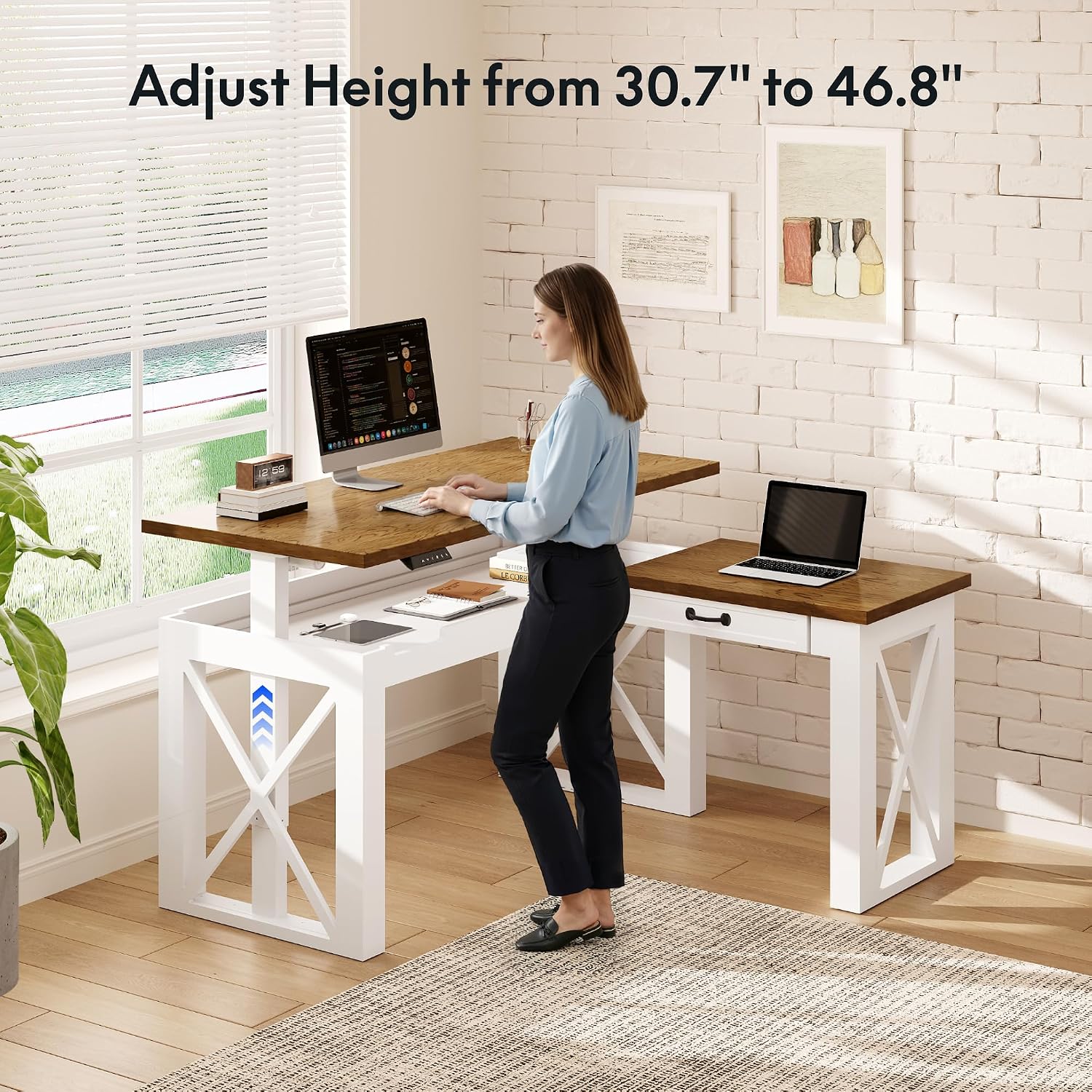 L Shaped Standing Desk with Dr - Desk Setup L Shaped 评论和价格