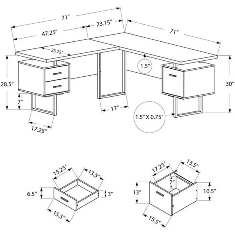 L-Shaped 70 Computer Desk with - Desk Setup L Shaped 评论和价格