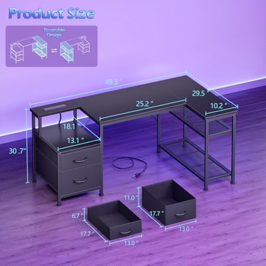 49 Inch L Shaped Gaming Desk w - Desk Setup L Shaped 评论和价格