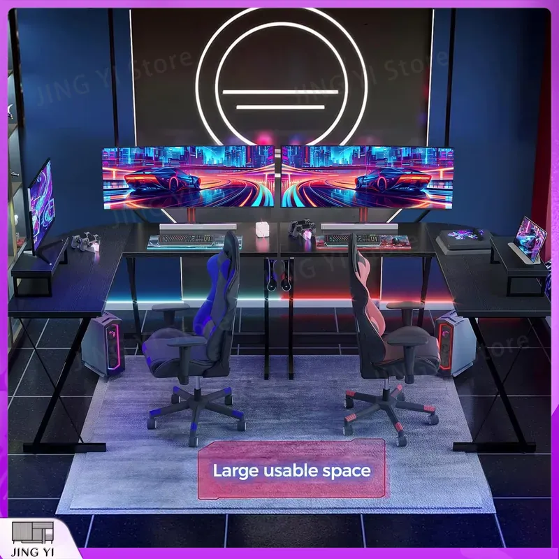 L Shaped Gaming Desk with Moni - Desk Setup L Shaped 评论和价格