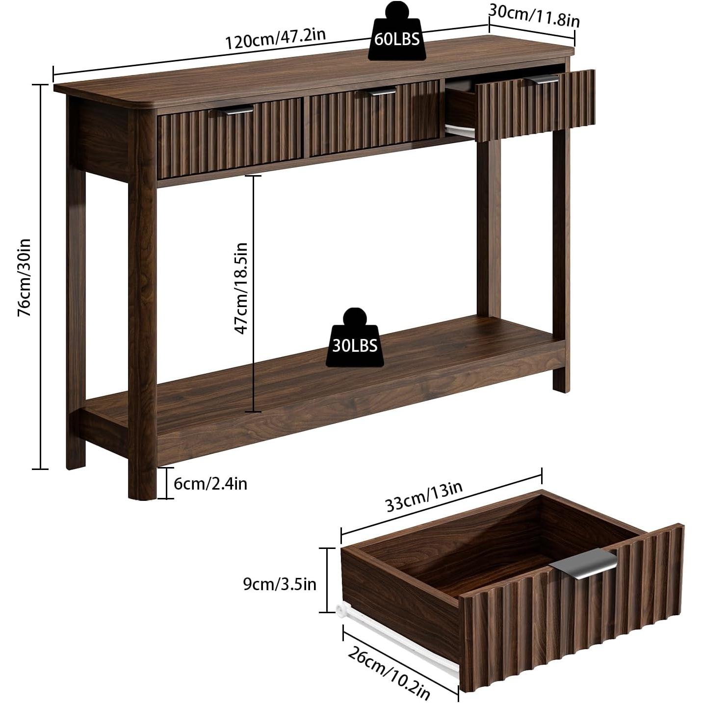 Fluted Wood Console Table with - Desk Setup Minimalist 评论和价格