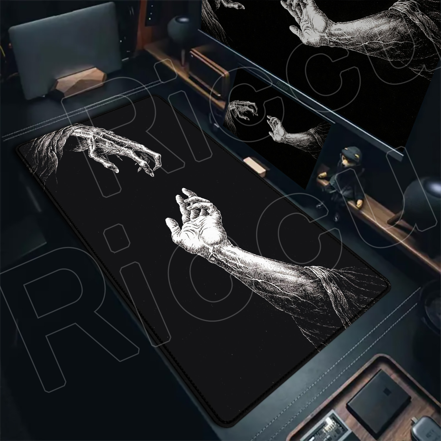 HD Large Black White XXL Gothi - Desk Setup Pc And Laptop 评论和价格