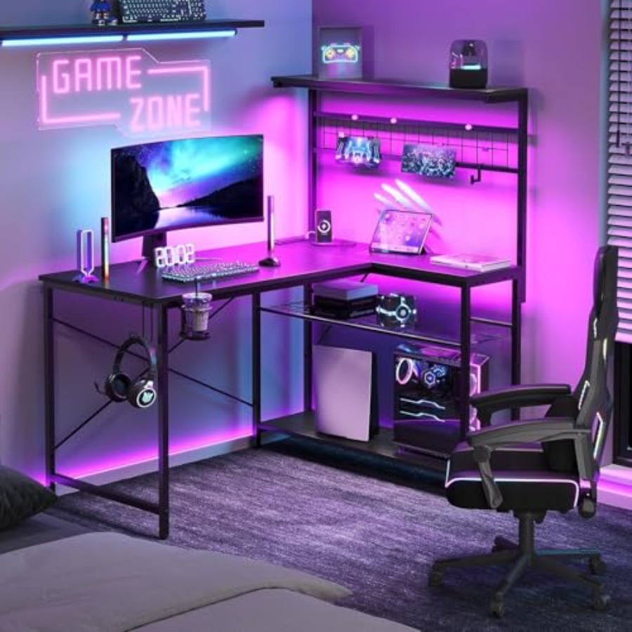 42 L Gaming Desk with Power Ou - Desk Setup L Shaped 评论和价格