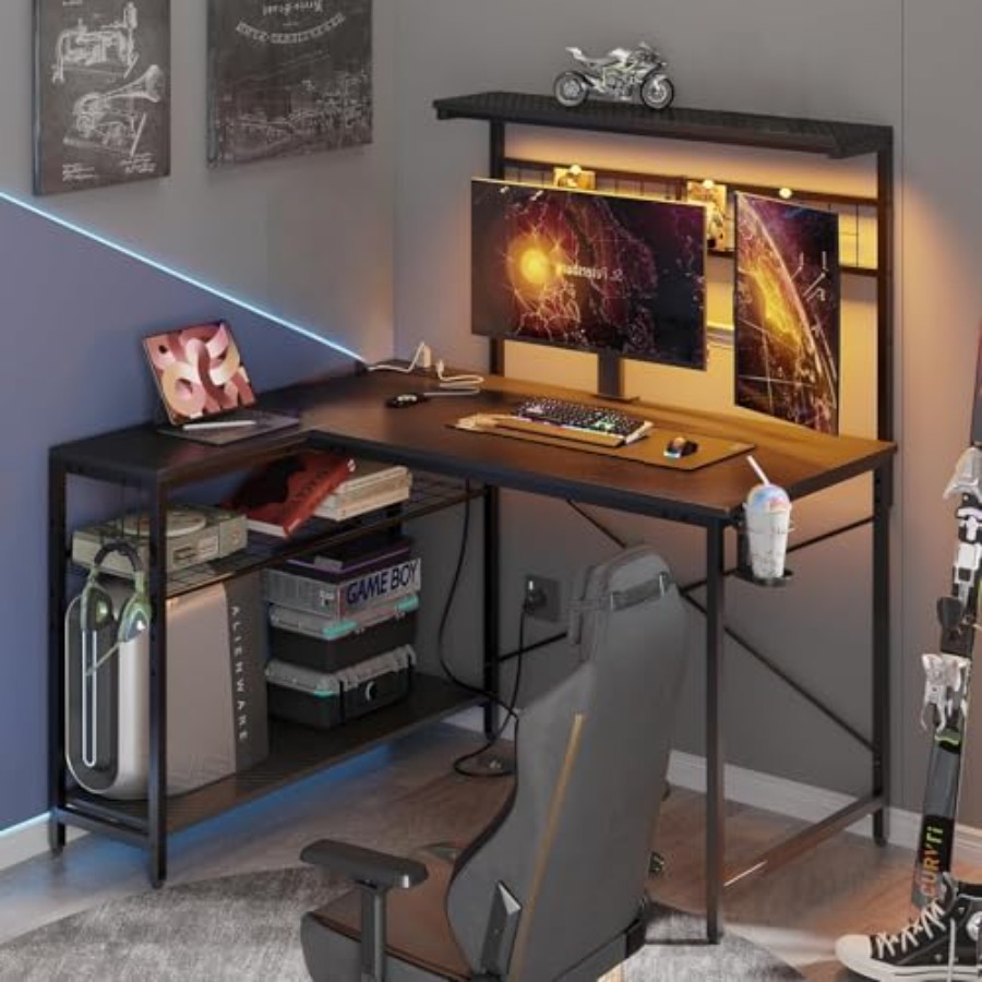 42 L Gaming Desk with Power Ou - Desk Setup L Shaped 评论和价格