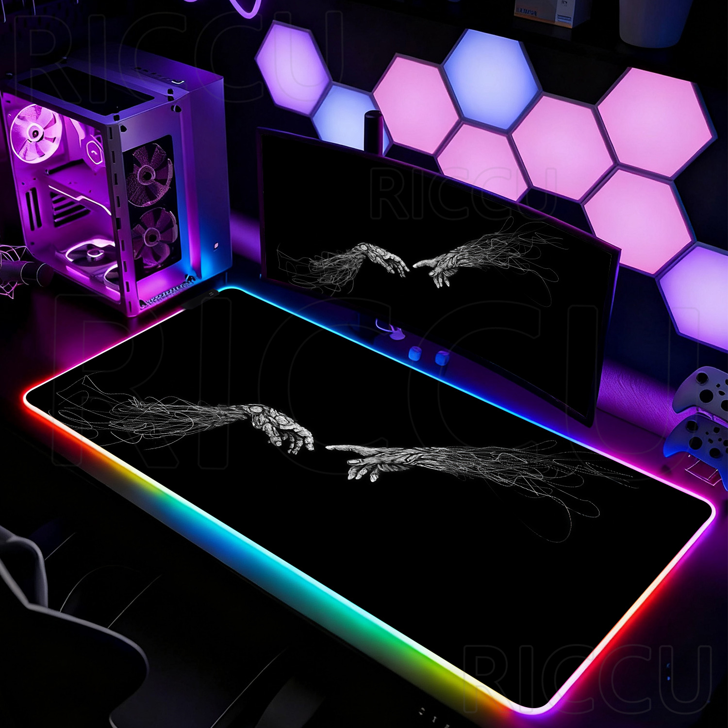 RGB XXL HD Large Black White G - Desk Setup Pc And Laptop 评论和价格